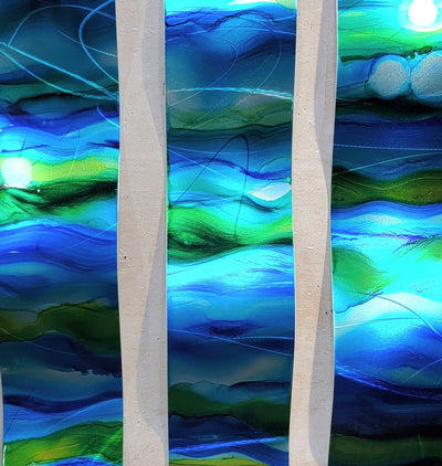 Only One!  Multicolor Abstract Painting Set of 3  Each Panel 46" x 6" x 2" Metal  Art by Jon Allen - WAV 280