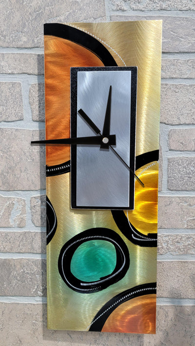 Only One!  Multicolor Abstract Clock 17" x 6" x 2" Metal Art by Jon Allen - CL 601