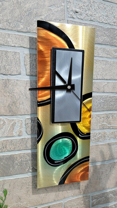 Only One!  Multicolor Abstract Clock 17" x 6" x 2" Metal Art by Jon Allen - CL 601
