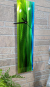 Only One!  In Green and Blue Color Abstract Clock 24" x 6" x 2" Metal Art by Jon Allen - CL 605