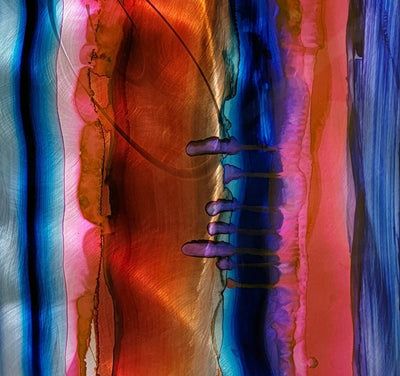 Only One!  Multicolor Abstract Painting   36" x 18" x 2" Metal by Jon Allen - GEM W195