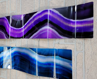 Only One!  Multicolor Abstract Painting Set of 2  Each Panel 46" x 6" x 2" Metal  Art by Jon Allen - WAV 396