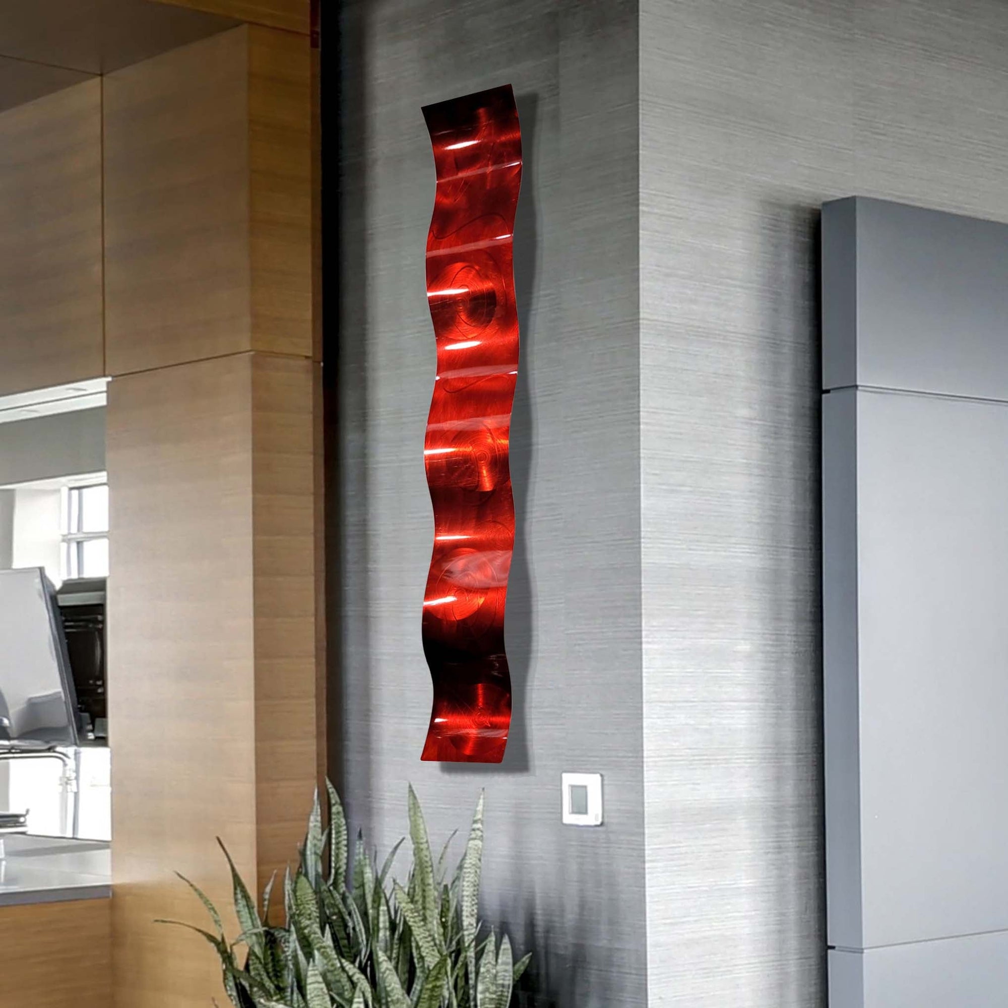 Red Abstract Modern 3D Metal Wall Art Panels by Jon Allen - Red