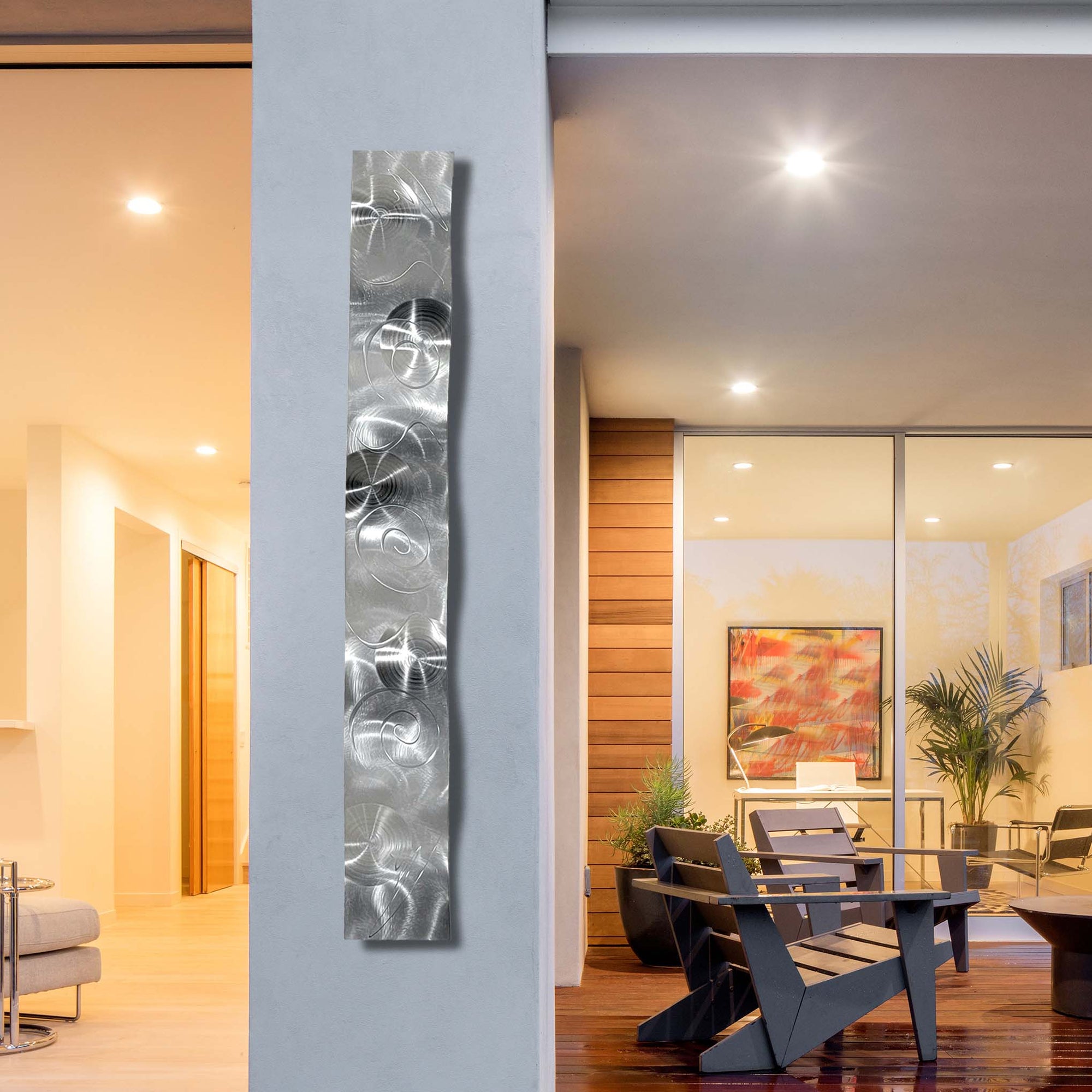 Silver Contemporary Metal Wall Accent Sculpture by Jon Allen 46.5