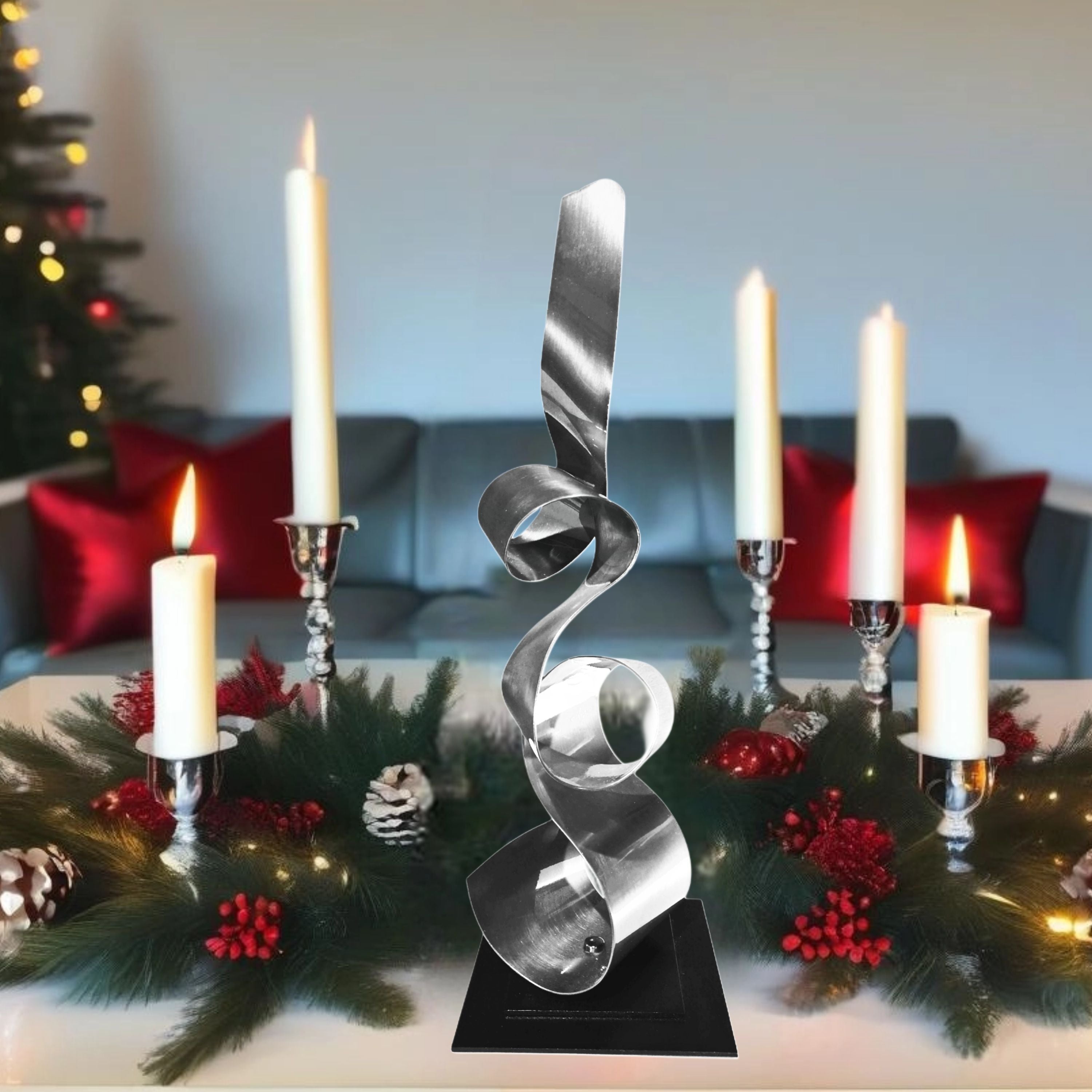 Silver Holiday Ribbon Accent