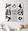 Only One!  Black and White Abstract Painting  Set Of 9 Panels  12" x 12" x 2" Metal by Jon Allen -"Prolific Perceptions"