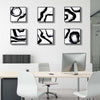Only One!  Black and White Abstract Painting  Set Of 6 Panels  12" x 12" x 2" Metal by Jon Allen -"Prolific Mantra"