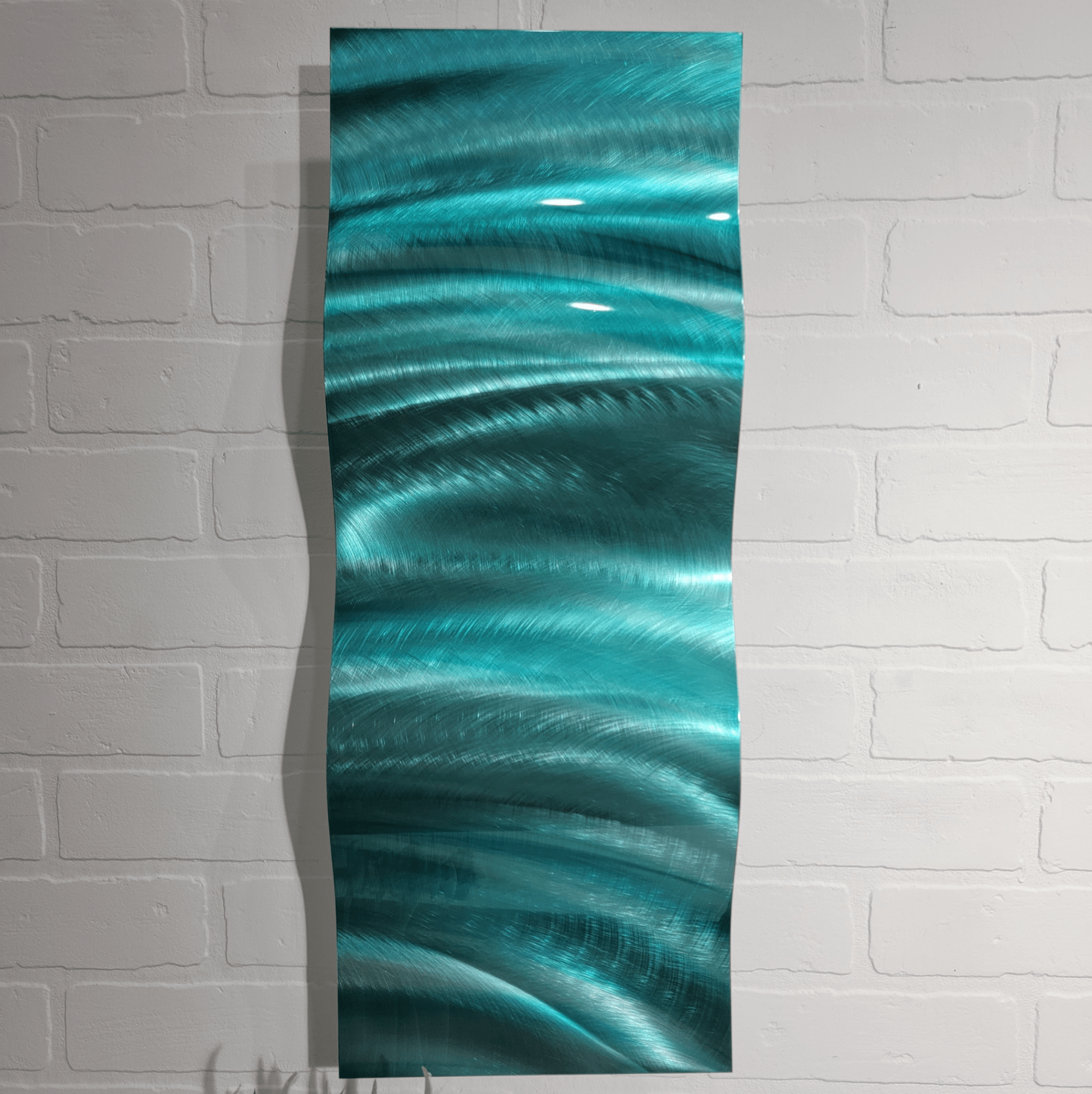 Only 1! Aqua Blue Abstract Metal Wall Art by Jon Allen 23.5" x 9" - W100 *20% off*