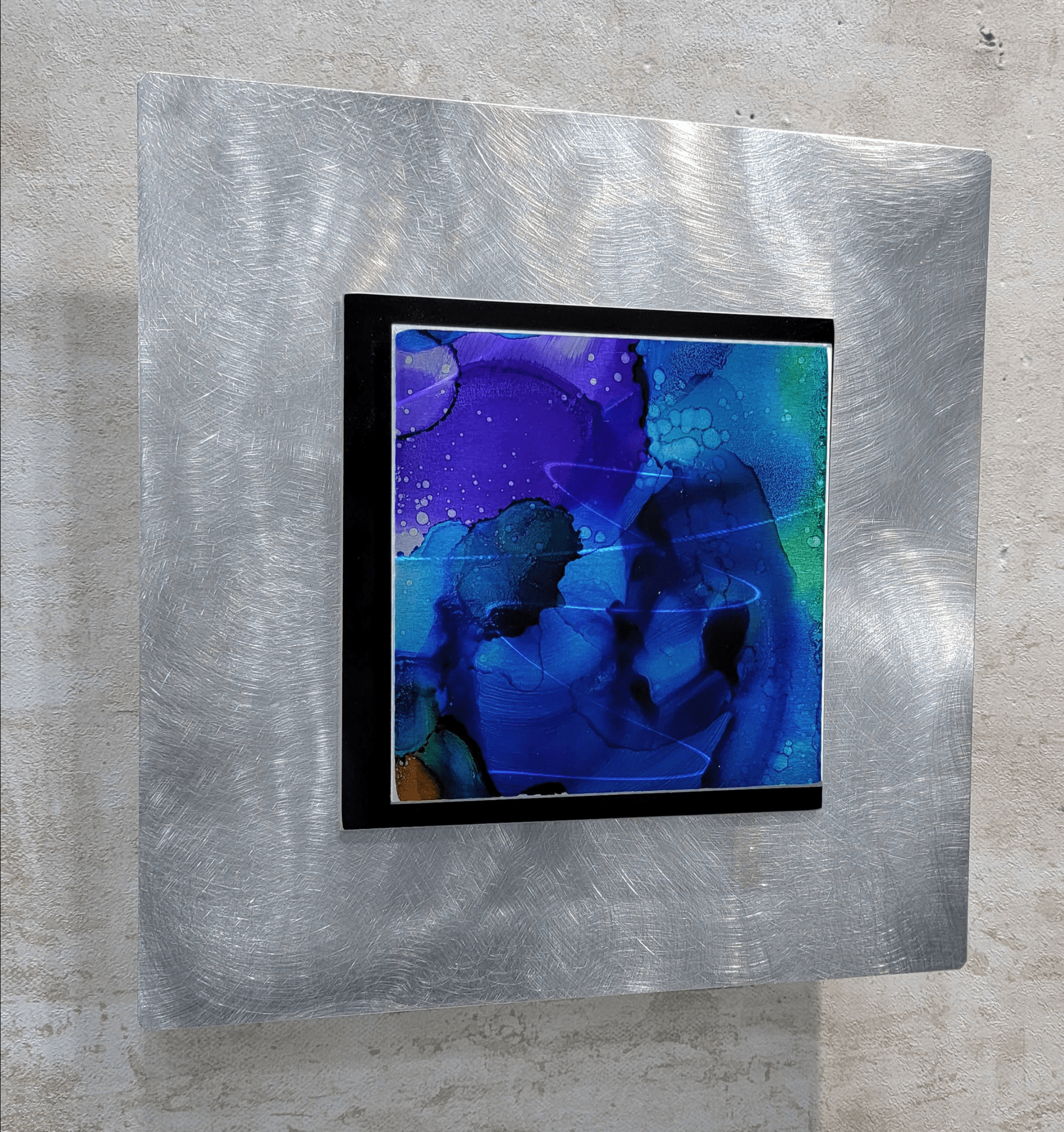 JAN SALE - Only One!  Multicolor Abstract Painting    12" x 12" x 2" Metal by Jon Allen - NL 33 *50% off*