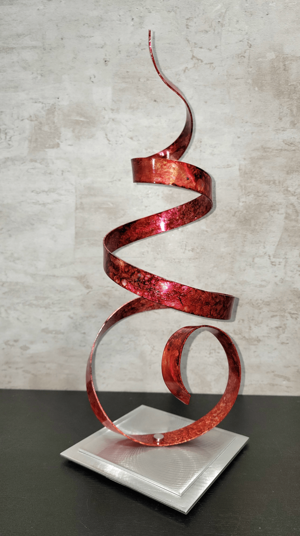 Only One! Unique Handmade in Red and Yellow Color  Sculpture with Silver Flat Base by Jon Allen - NL 35 *20% off*