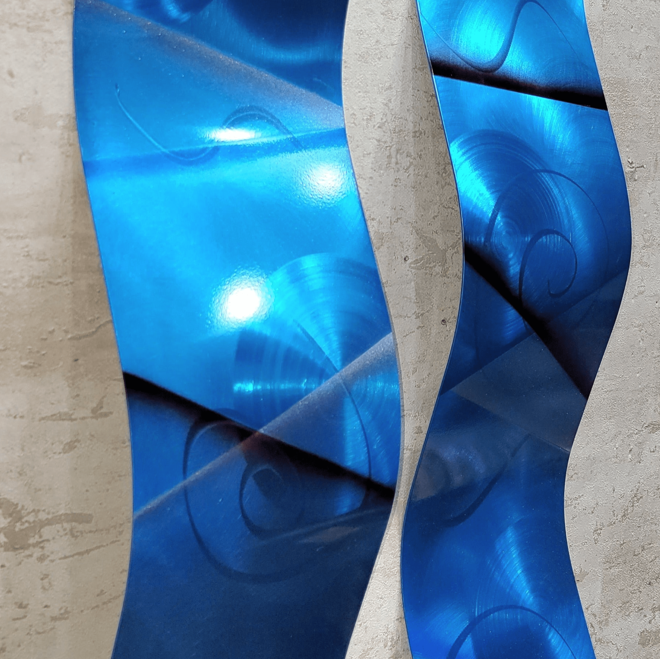 Only One !  In Blue Color Abstract Painting Set of 2  Each Wave 46" x 6" x 3"  Metal  Art by Jon Allen - WAV 245 *12% off*