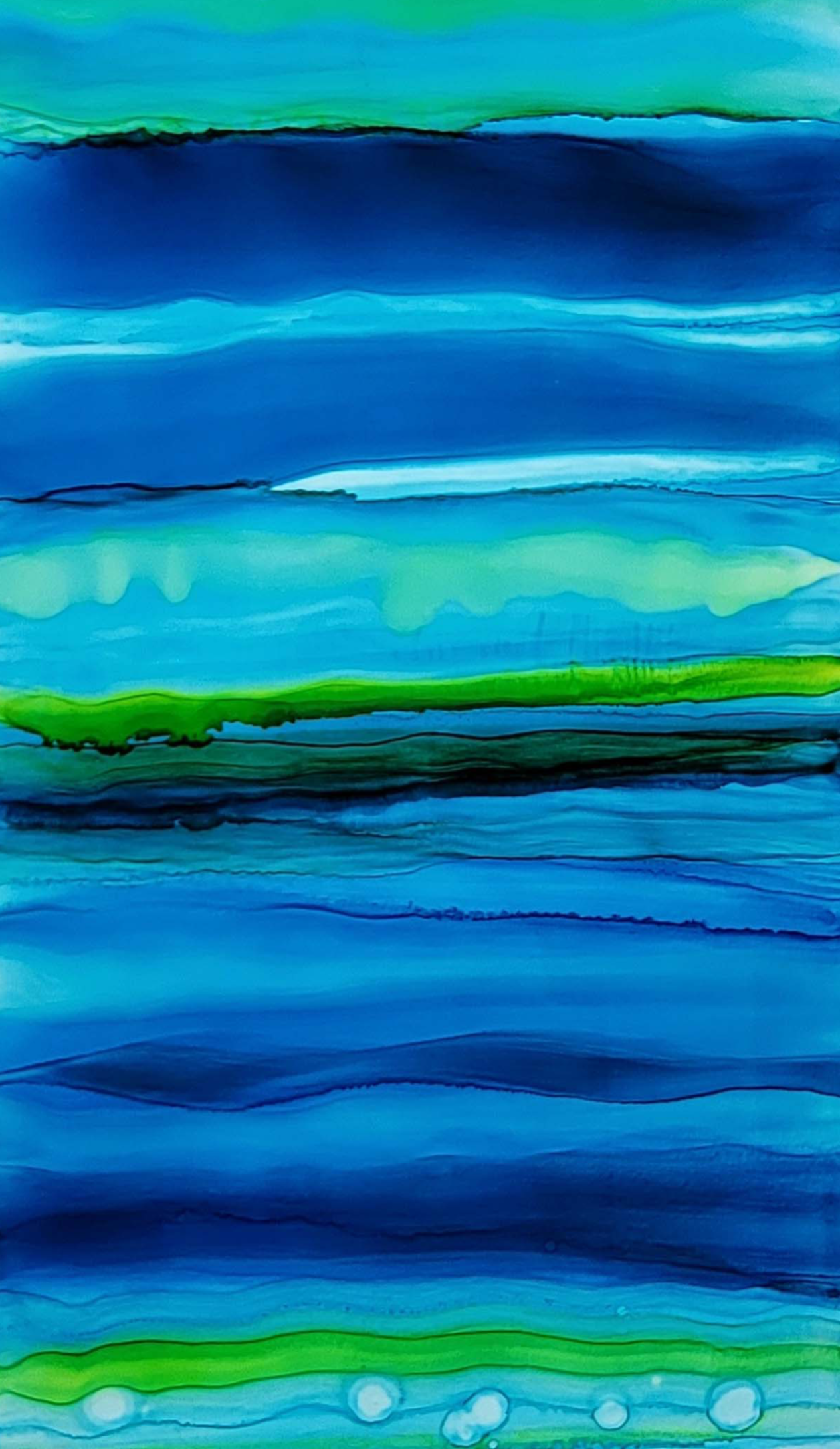 Only One! Expressive Blue Abstract Painting  33" x 20" x 2" Metal by Jon Allen - GEM P65 *50% off *