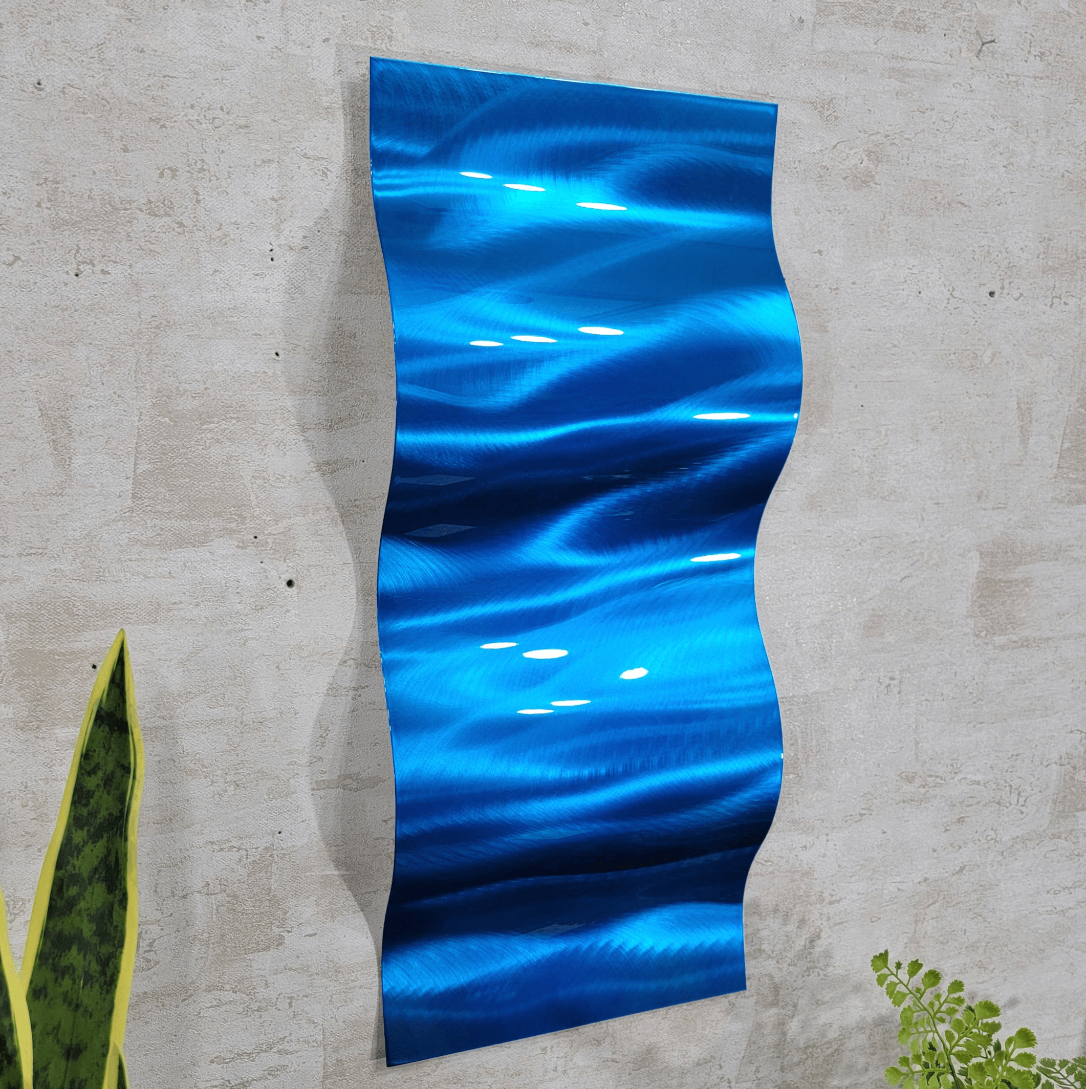 Only One!   Blue Abstract  Metal Sculpture   on Metal  23" x 10"  Art by Jon Allen - WAV BLUE 1 *50% off*