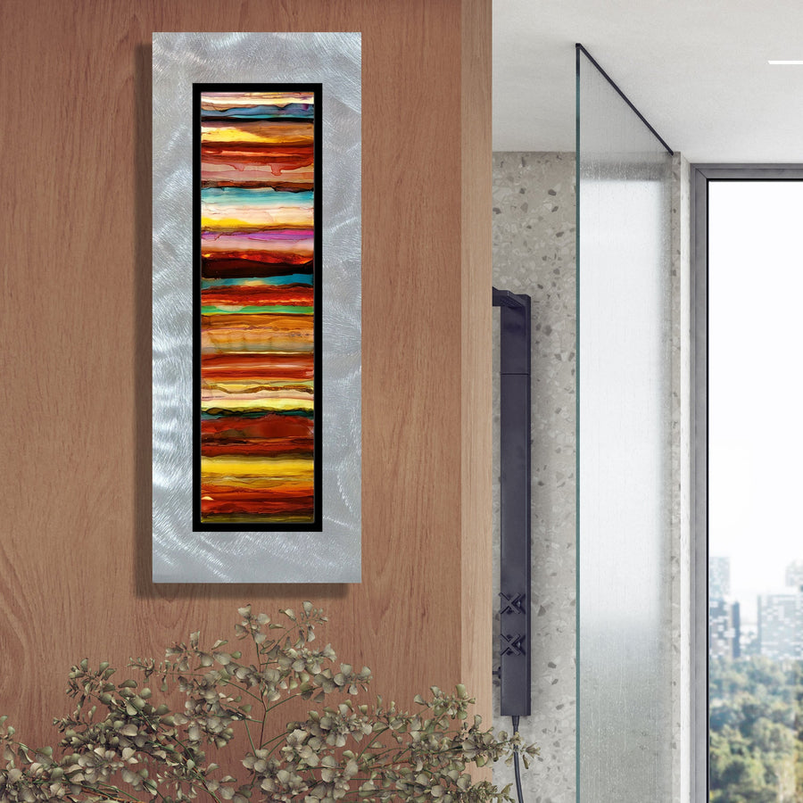 Only One!  Multicolor Abstract Painting    31" x 12" x 2" Metal by Jon Allen - GEM P102