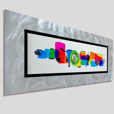 Only One!  Multicolor Abstract Painting    32" x 12" x 2" Metal by Jon Allen - GEM P114