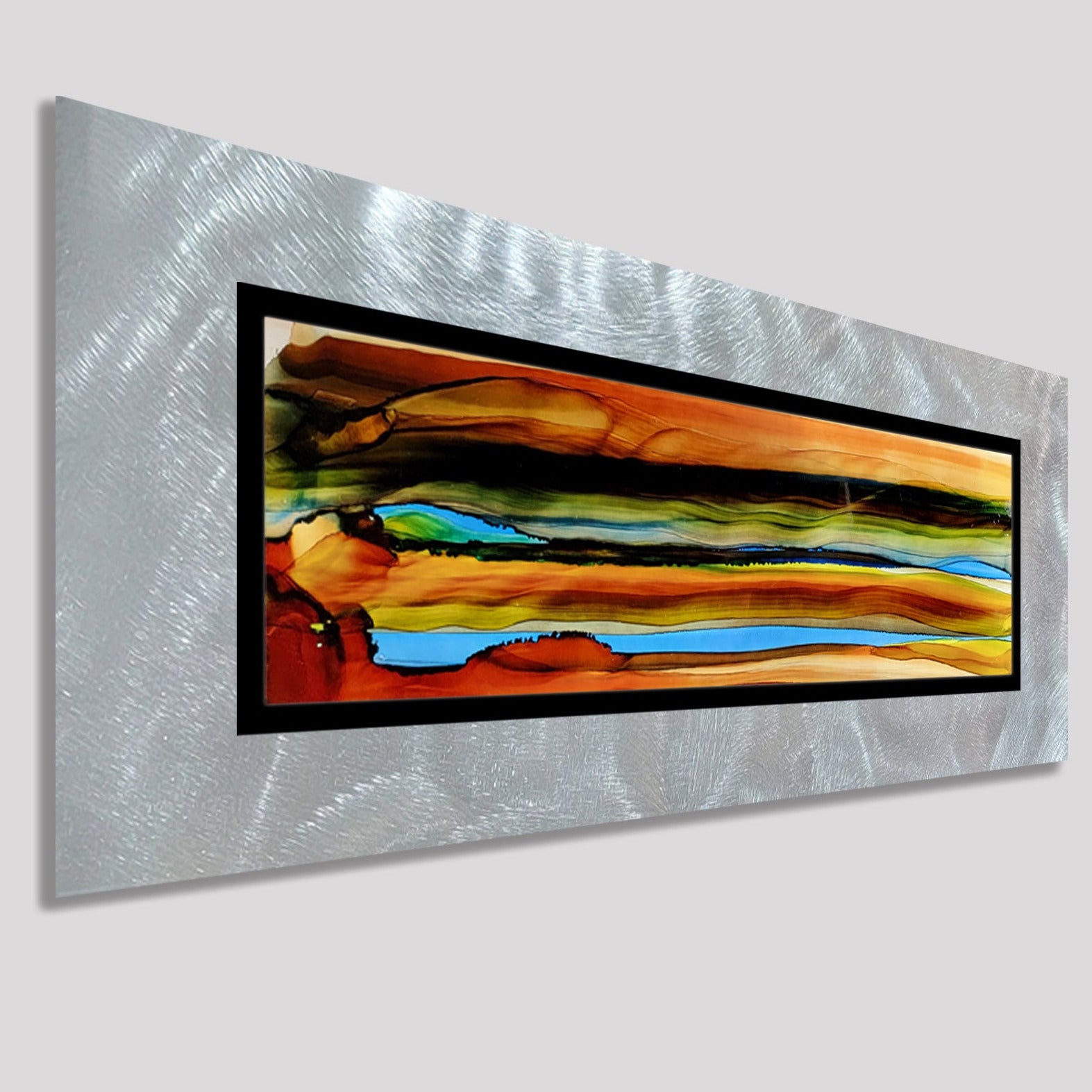 Only One!  Multicolor Abstract Painting    31" x 12" x 2" Metal by Jon Allen - GEM P117