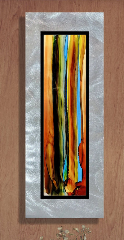 Only One!  Multicolor Abstract Painting    32" x 12" x 2" Metal by Jon Allen - GEM P117