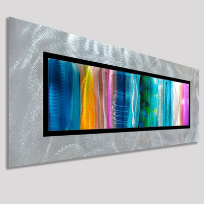 Only One!  Multicolor Abstract Painting    32" x 12" x 2" Metal by Jon Allen - GEM P118
