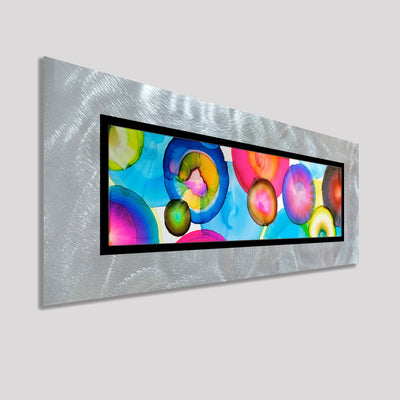 Only One!  Multicolor Abstract Painting    32" x 12" x 2" Metal by Jon Allen - GEM P119