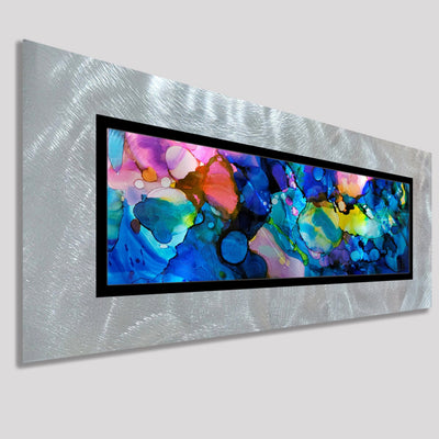Only One!  Multicolor Abstract Painting    32" x 12" x 2" Metal by Jon Allen - GEM P175