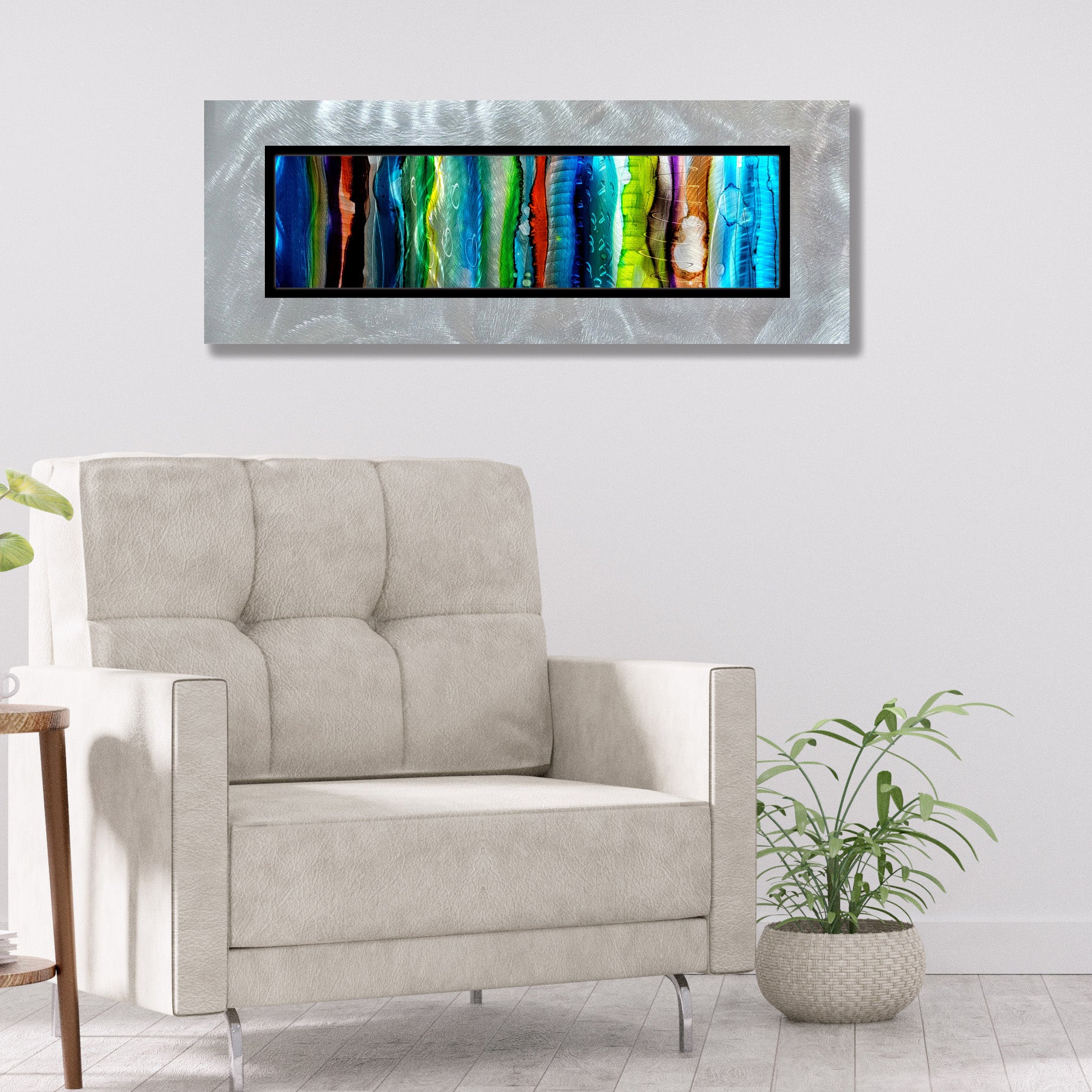 Multicolor Abstract Painting    31" x 12" x 2" Metal by Jon Allen - GEM P93