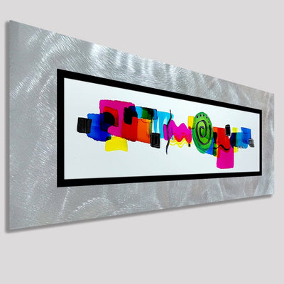 Only One!  Multicolor Abstract Painting    32" x 12" x 2" Metal by Jon Allen - GEM P97