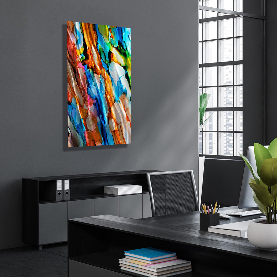 Colorful Abstract Painting - Metal Wall Art - Trending Home Decor - Living Room Bedroom Office - Wall Art - Large Unique Art 48" x 24" Hand Painted Multicolor Painting - Modern Home Decor - "Instant Joy"
