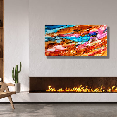 Only One!  Multicolor Abstract Painting    48" x 24" x 2" Metal by Jon Allen - Up Lifting Hope