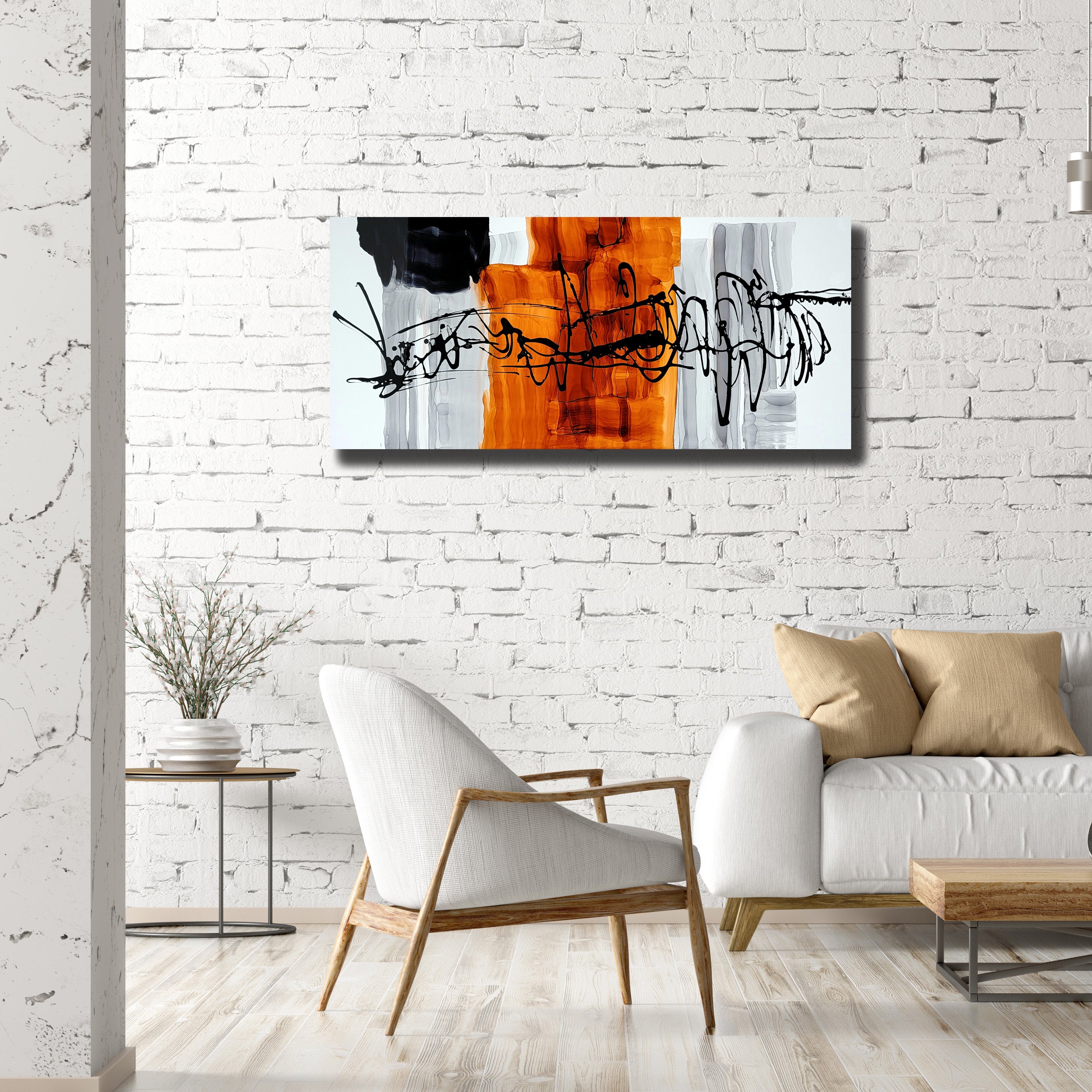 Abstract Painting - Metal Wall Art - Trending Home Decor - Living Room Bedroom Office - Wall Art - Large Unique Art 36" x 16" Hand Painted Multicolor Painting - Modern Home Decor - " Amber Ascendance"