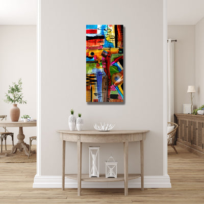 Only One!  Multicolor Abstract Painting   36" x 18" x 2" Metal by Jon Allen - GEM W163