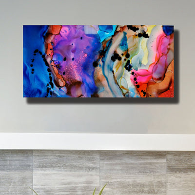 Only One! Multicolor Abstract Painting   36" x 18" x 2" Metal by Jon Allen - GEM W189