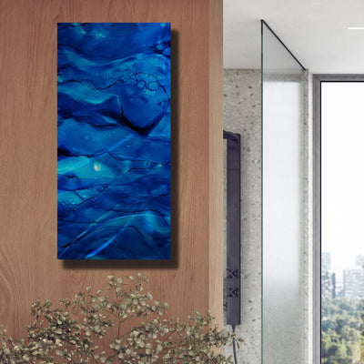 Only One! Blue Abstract Painting   36" x 18" x 2" Metal by Jon Allen - GEM W190