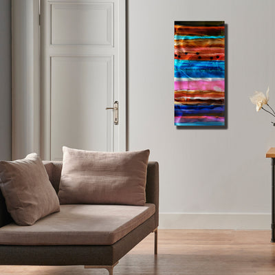 Only One! Multicolor Abstract Painting   36" x 18" x 2" Metal by Jon Allen - GEM W193