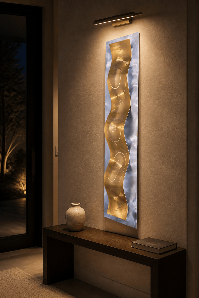 Golden Orbit - Metal Wave Wall Art 10