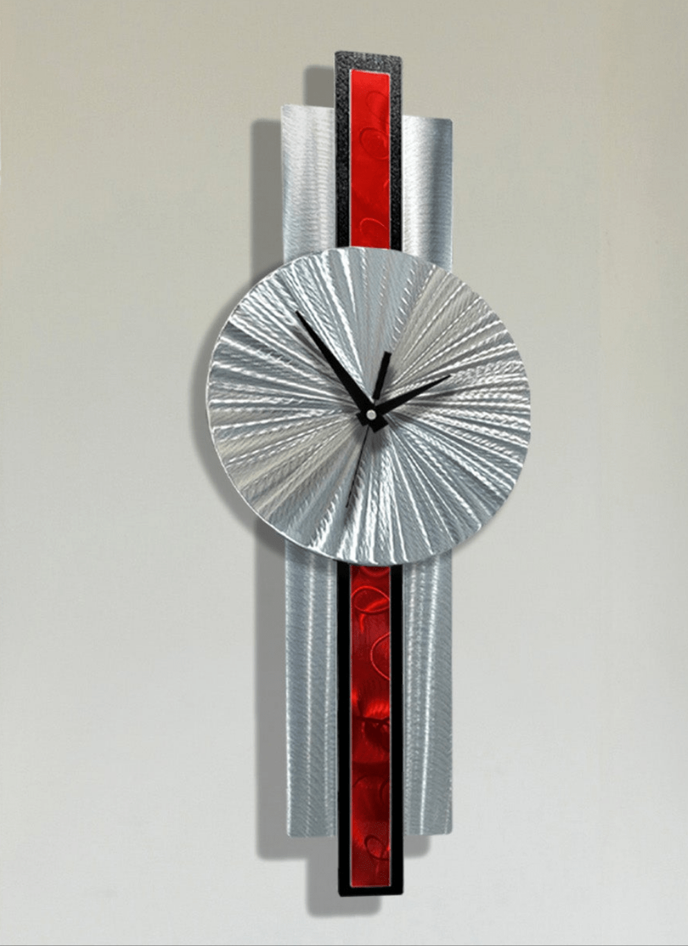 Infinite Orbit Clock Silver & Red