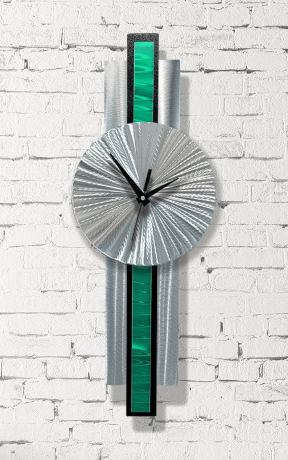 Infinite Orbit Clock Silver  & Green