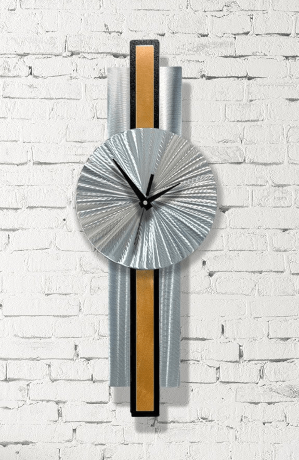 Infinite Orbit Clock Silver & Orange