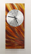 Only 1!  Oranges and Brown Tones Metal Clock by Jon Allen 24" x 10" - CLK 379