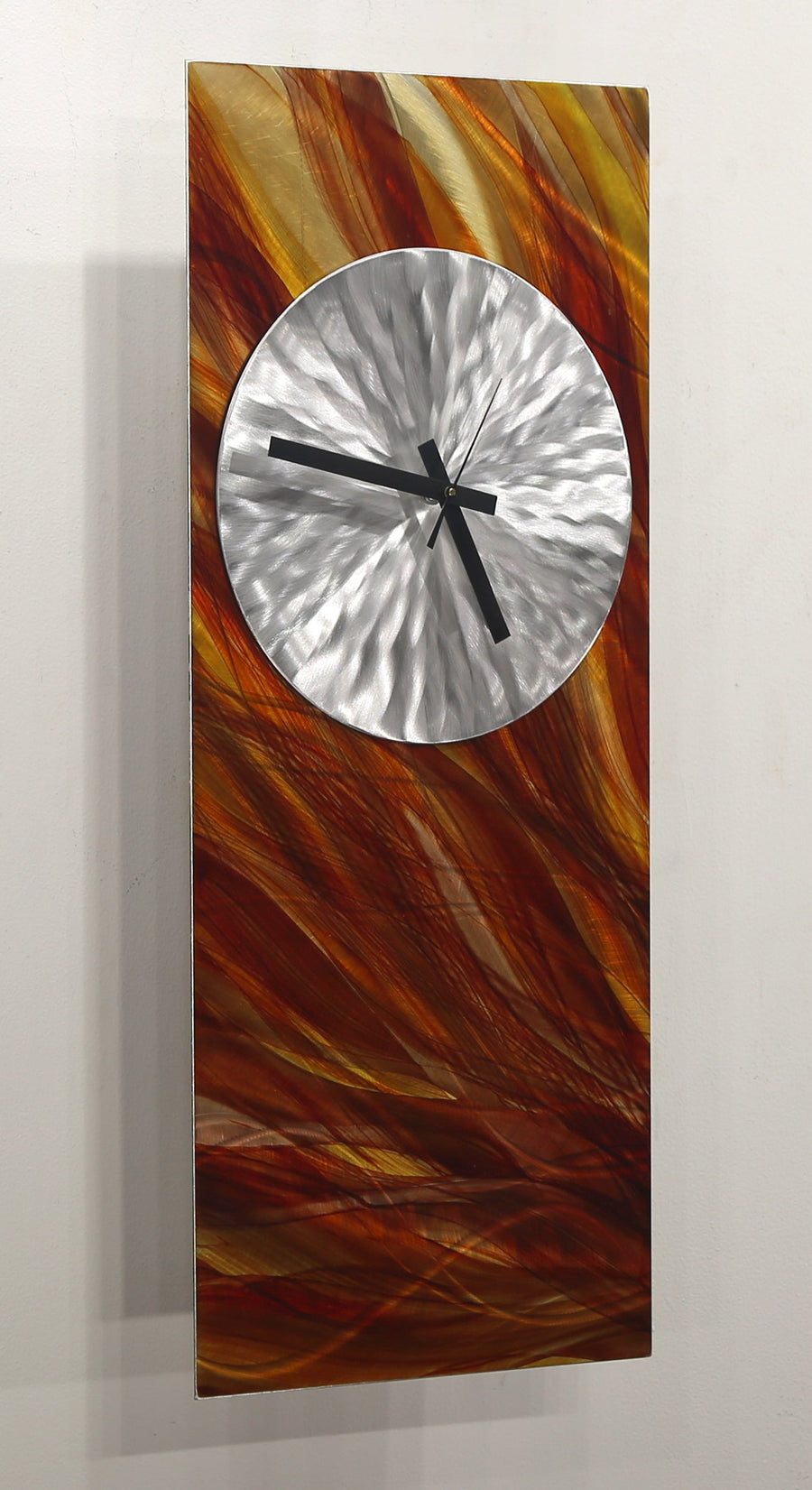Only 1!  Oranges and Brown Tones Metal Clock by Jon Allen 24" x 10" - CLK 379