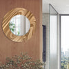 Jon Allen Signature 21"  Golden Tones  Handmade Metal Wall Art Beveled Mirror - Contemporary Home Decor, Easy Install, Elegant Design, Authentic & Signed