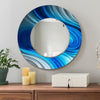 Jon Allen Signature 21"  Blue Handmade Metal Wall Art Beveled Mirror - Contemporary Home Decor, Easy Install, Elegant Design, Authentic & Signed