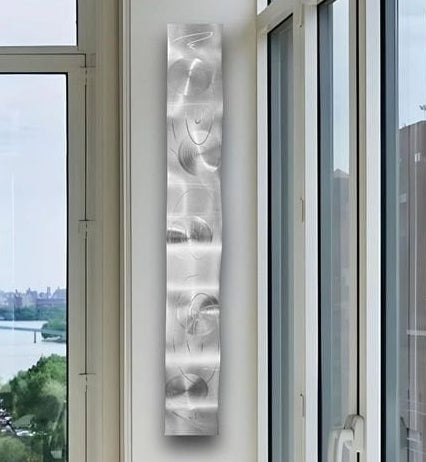 Silver Contemporary Metal Wall Accent Sculpture by Jon Allen 46.5