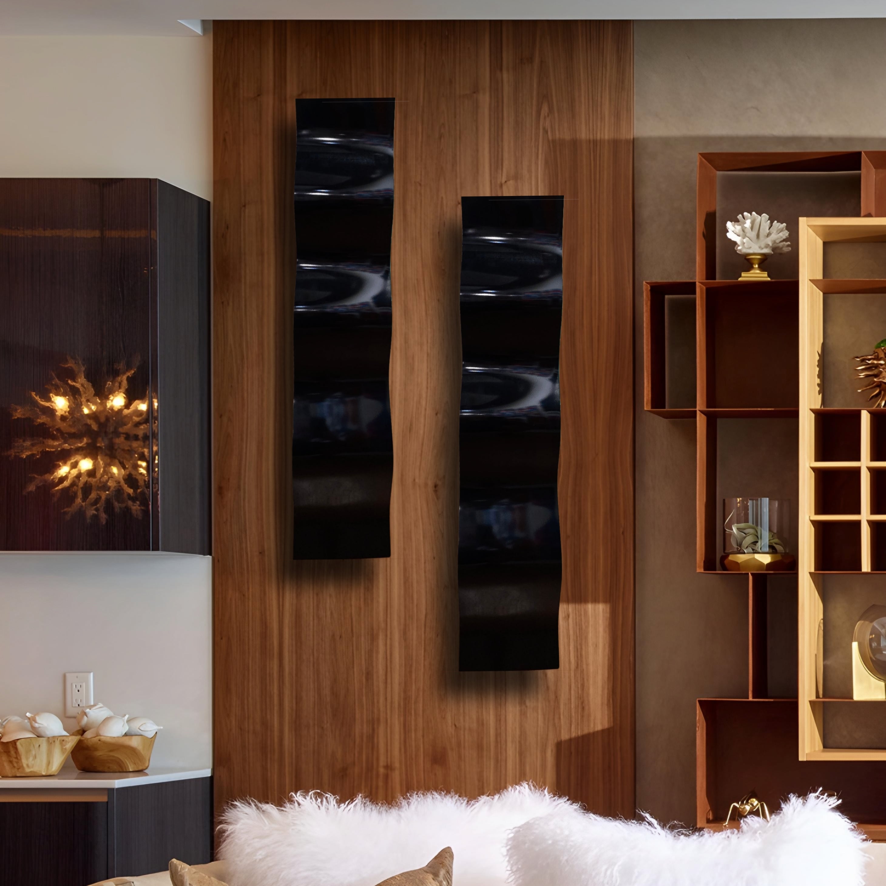 Black 3d Metal Wall Art Accent Sculpture by Jon Allen - Noir Wave