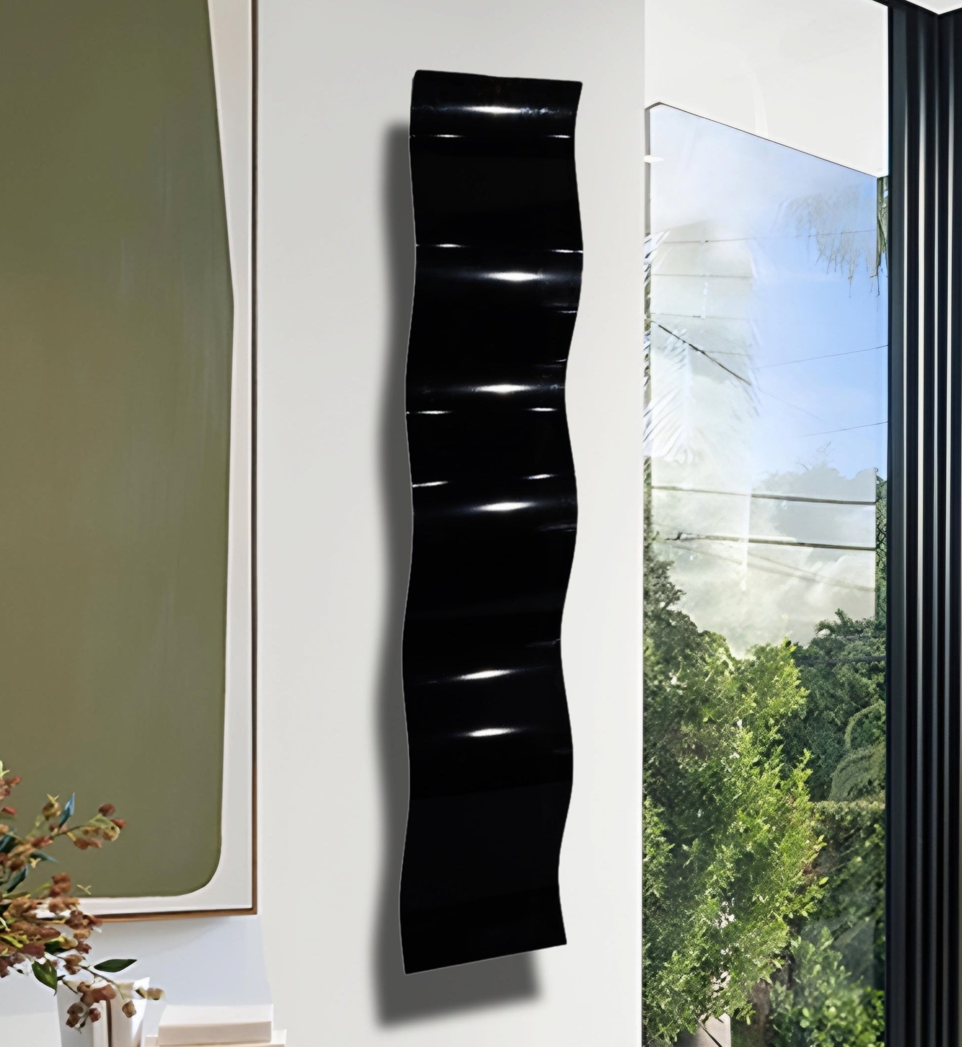 Black 3d Metal Wall Art Accent Sculpture by Jon Allen - Noir Wave