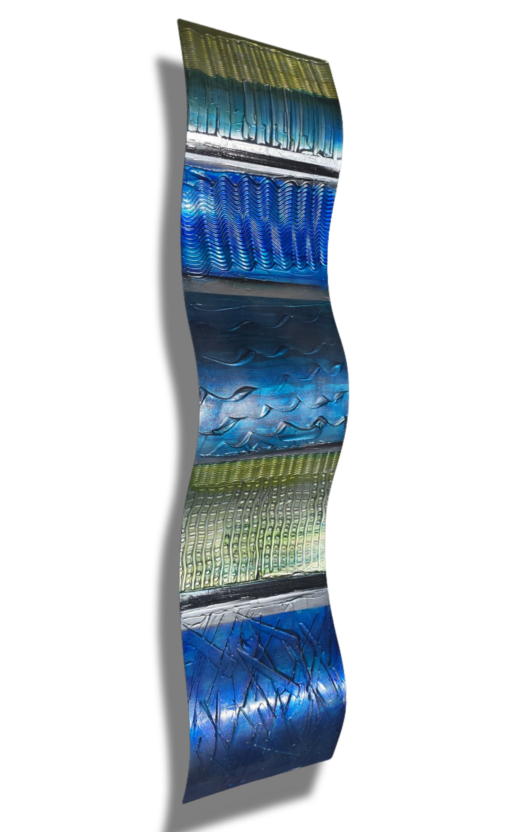 Ocean Rhythms - Textured Metal Wave Wall Art