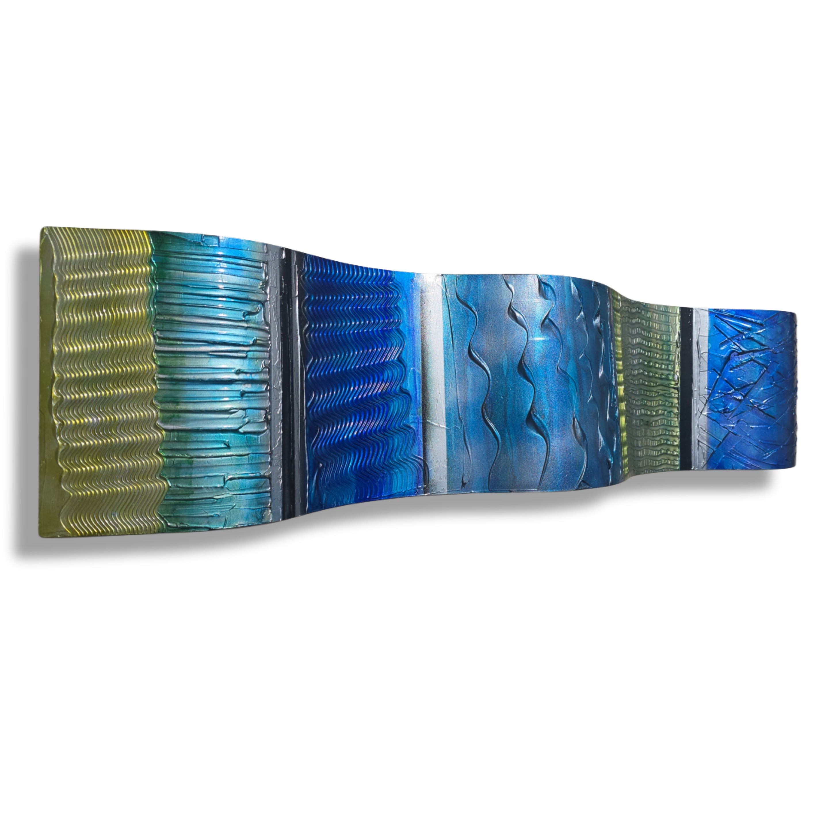 Ocean Rhythms - Textured Metal Wave Wall Art