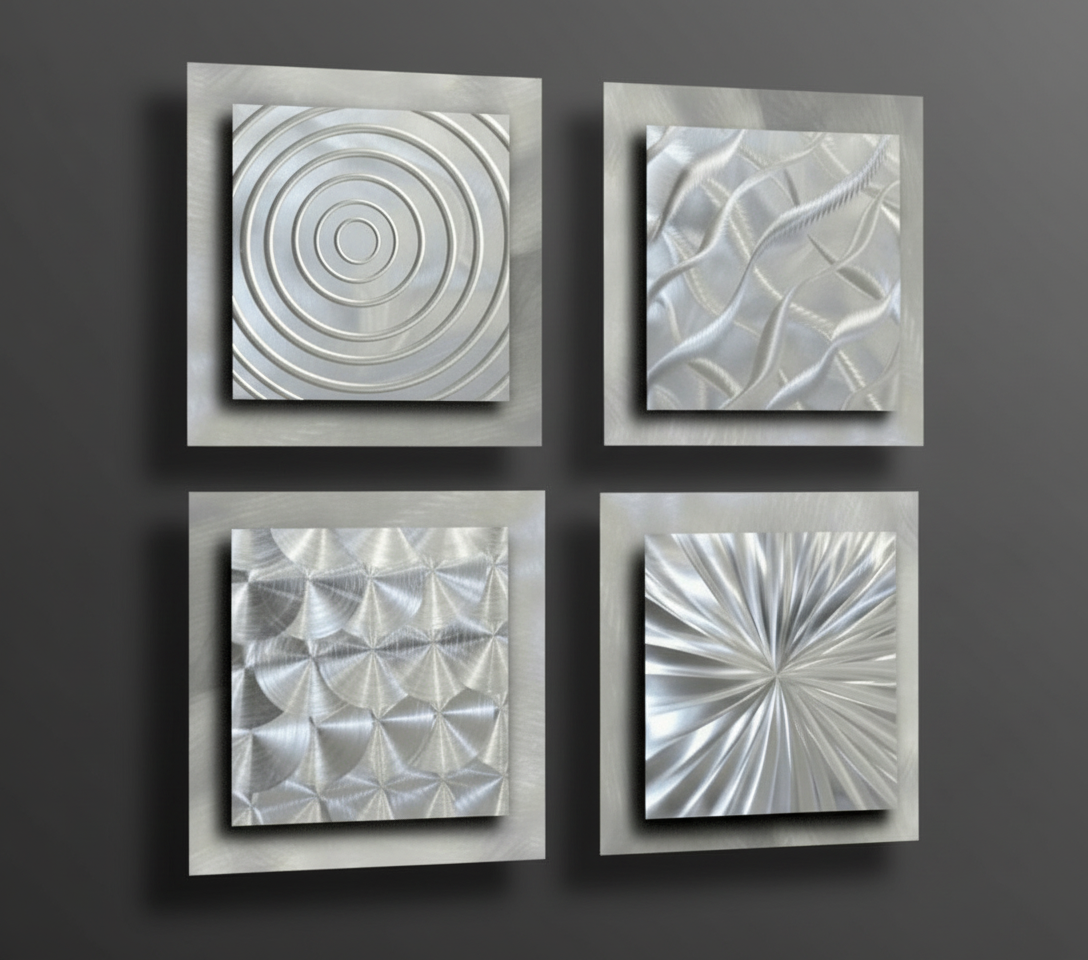 Tranquil Geometry - 4 squares Silver