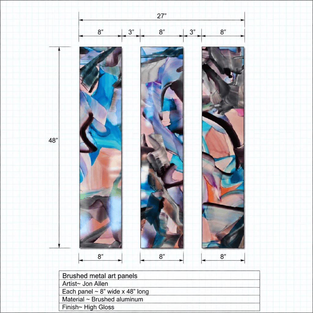 The Fracture - 3-Panel Metal Wall Art 8"x48" (each)