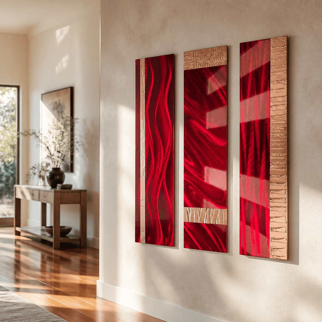 Velvet - 3-Panel Metal Wall Art 6"x24" Each Panel