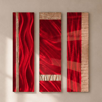 Velvet - 3-Panel Metal Wall Art 6"x24" Each Panel